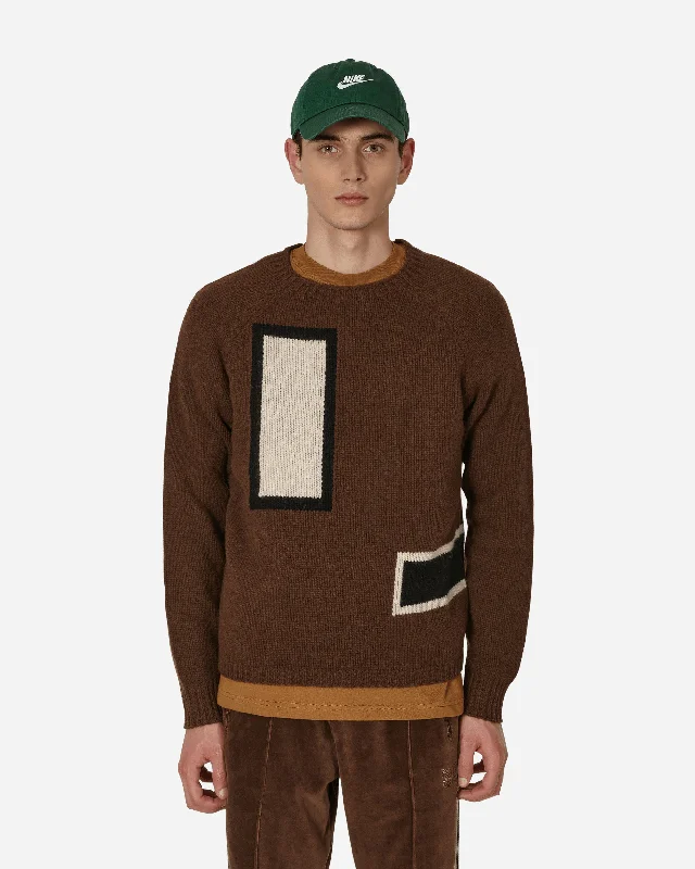 men's crewneck sweater with zippered front pocketRaglan Sweater Brown