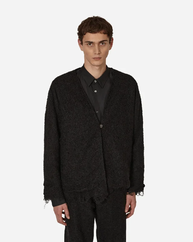 men's dress shirt with spread collar and single-breasted buttonsDoomboh Lined Cardigan Black