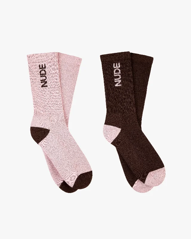 Underwear for men with enhanced pouch supportLOGO SOCKS BROWN/PINK 2XPACK