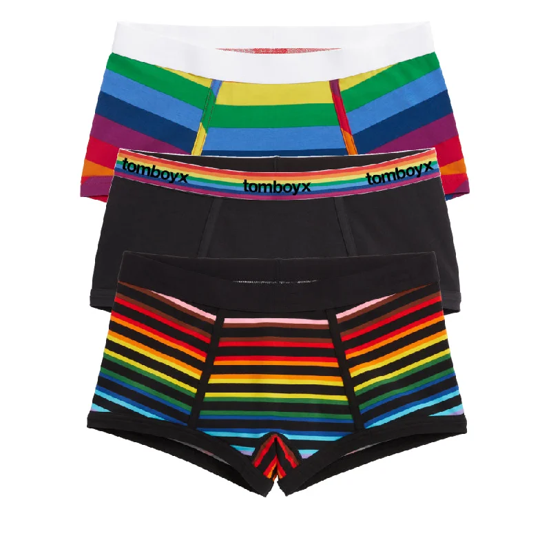 Men's underwear featuring subtle branding detailsBoy Shorts 3-Pack - Rainbow Stripes