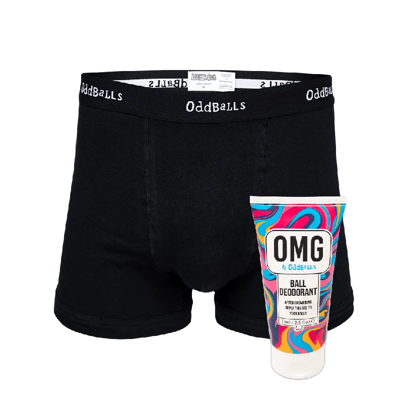 Men's underwear sets for layeringClassic Black - Mens Boxer Shorts & Ball Deodorant Bundle