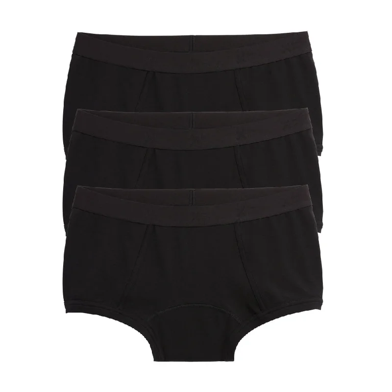 Underwear designed for men with an active sex lifeFirst Line Period Boy Shorts 3-Pack - X= Black