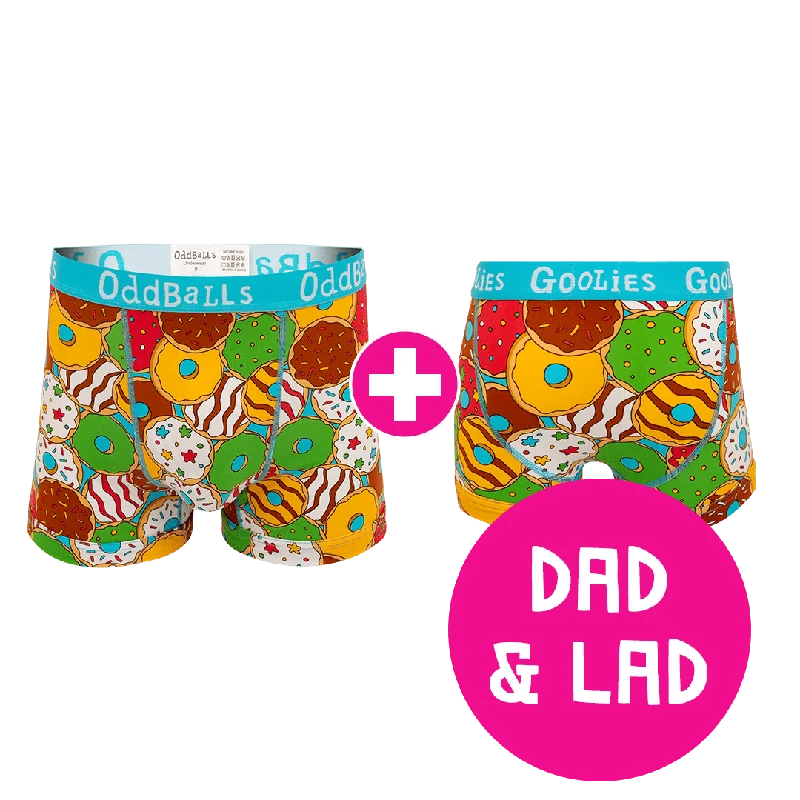 Underwear for men with a breathable mesh liningDonuts Dad & Lad Bundle - Mens Boxer Shorts & Kids Boxer Shorts Bundle