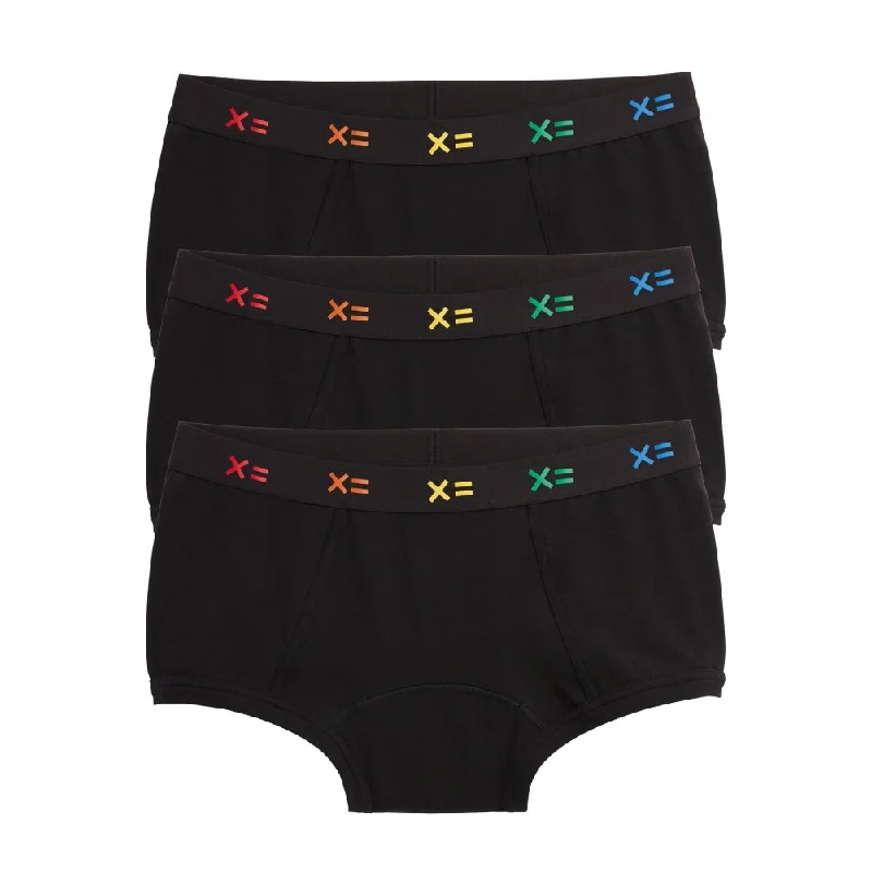 Men's underwear with a reinforced crotch for durabilityFirst Line Period Boy Shorts 3-Pack - Black X= Rainbow