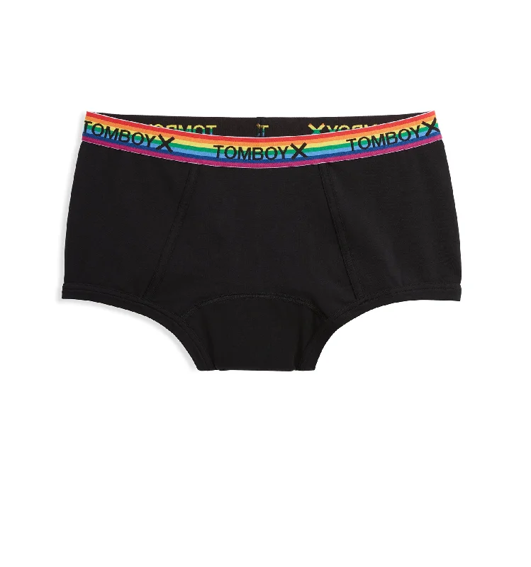 Underwear for men with extra-long legsFirst Line Period Boy Shorts - Black Rainbow