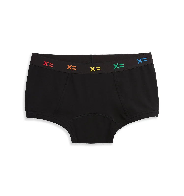 Plus-size briefs with a comfortable fitFirst Line Period Boy Shorts - Black X= Rainbow