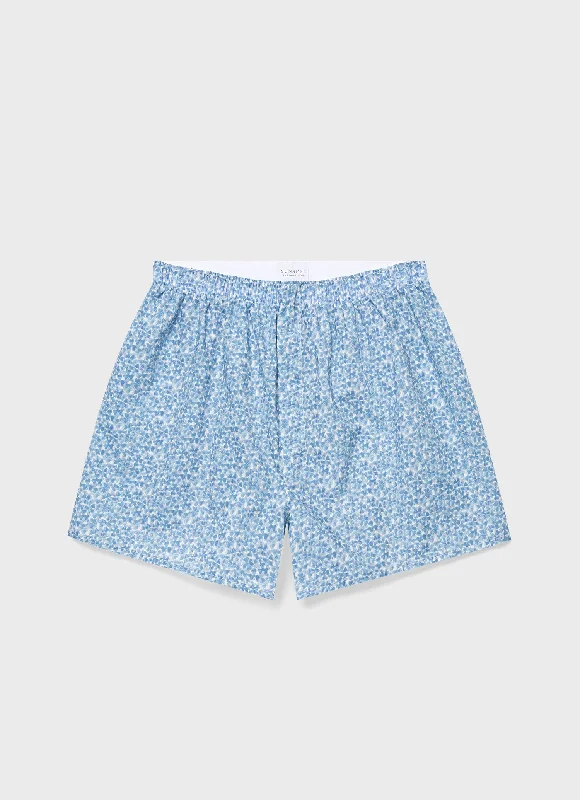 Eco-friendly organic cotton underwear for menMen's Classic Boxer Shorts in Liberty Fabric in Blue Cover