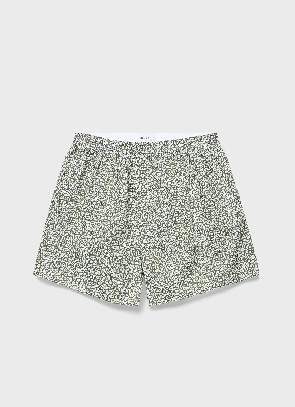 Underwear for men with a breathable mesh liningMen's Classic Boxer Shorts in Liberty Fabric in Khaki Feather Meadow