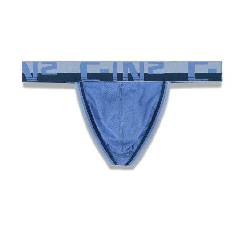 Plus-size jockstrap underwear for supportMesh Thong Baldwin Blue