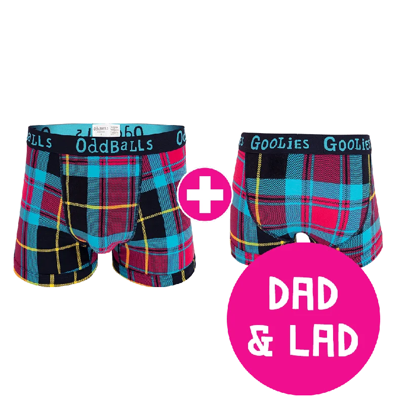 Men's underwear with a high-leg cut for freedom of movementTartan Dad & Lad Bundle - Mens Boxer Shorts & Kids Boxer Shorts Bundle