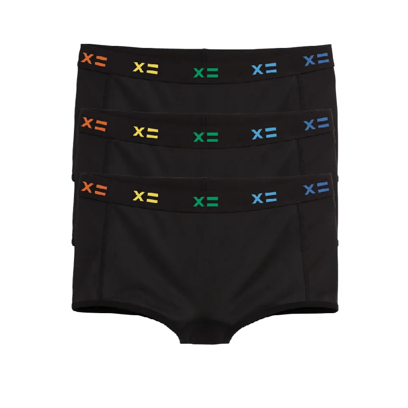 Men's underwear with a slimming effectTucking Boy Shorts 3-Pack - Black X= Rainbow