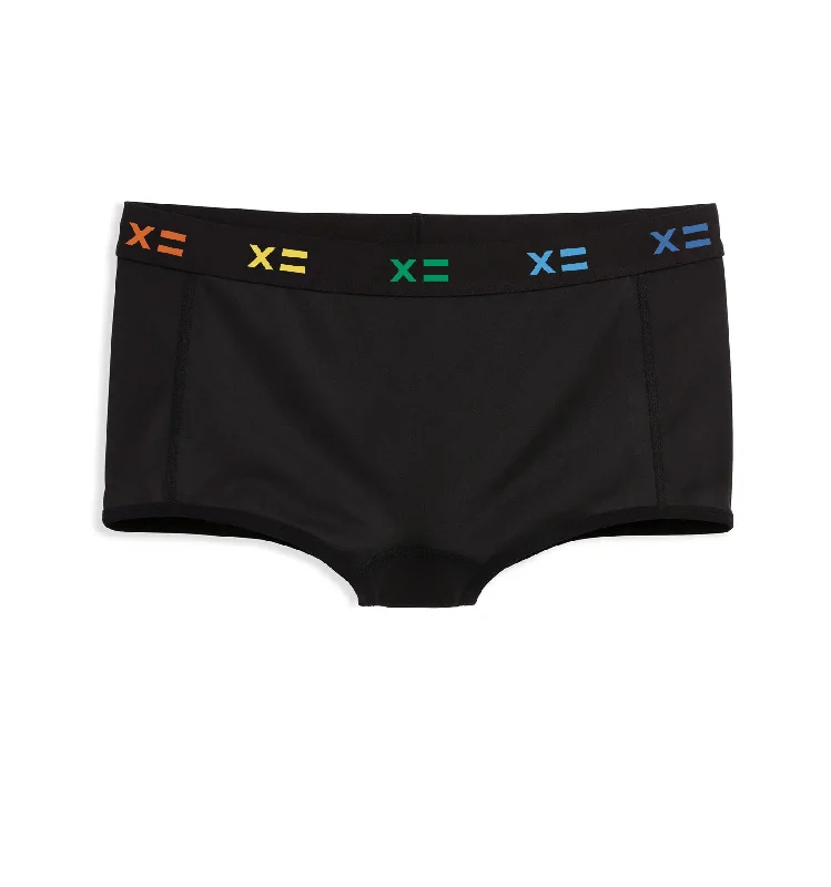 Plus-size underwear with a stretch fabric for flexibilityTucking Boy Shorts - Black X= Rainbow