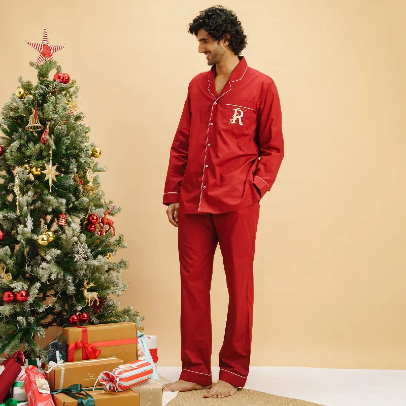 men's pajamas with button-down shirtsRuby Bliss Personalised Notched Pyjama Set - Men