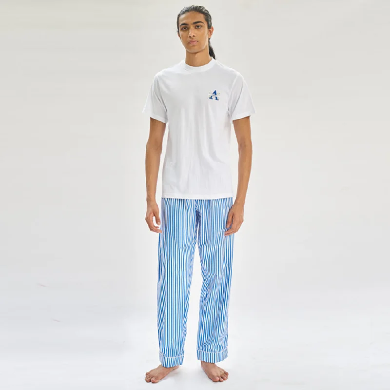 men's pajamas designed for outdoor activitiesFloaty Sky Embroidered T-shirt & Cotton Pyjama For Men's