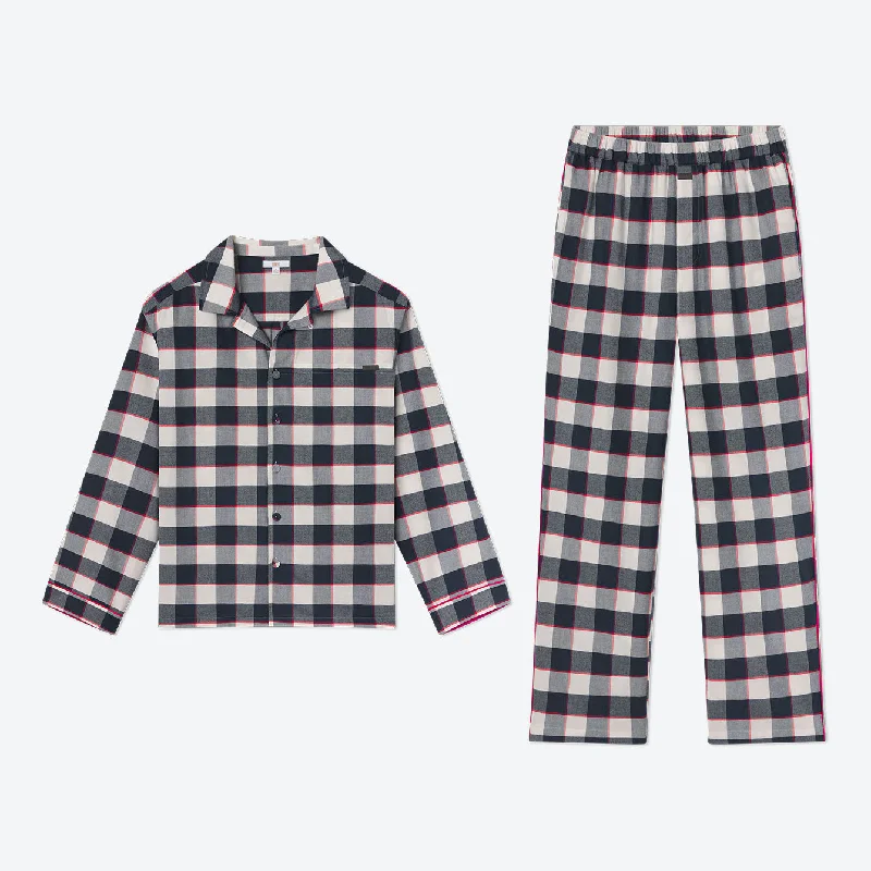 stretchable men's jogger pajamasMen's Brushed Flannel Button Up Set