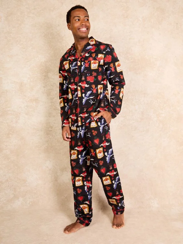 men's pajamas designed for maximum breathabilityMens Cotton Traditional Pyjamas Black Mon Coeur