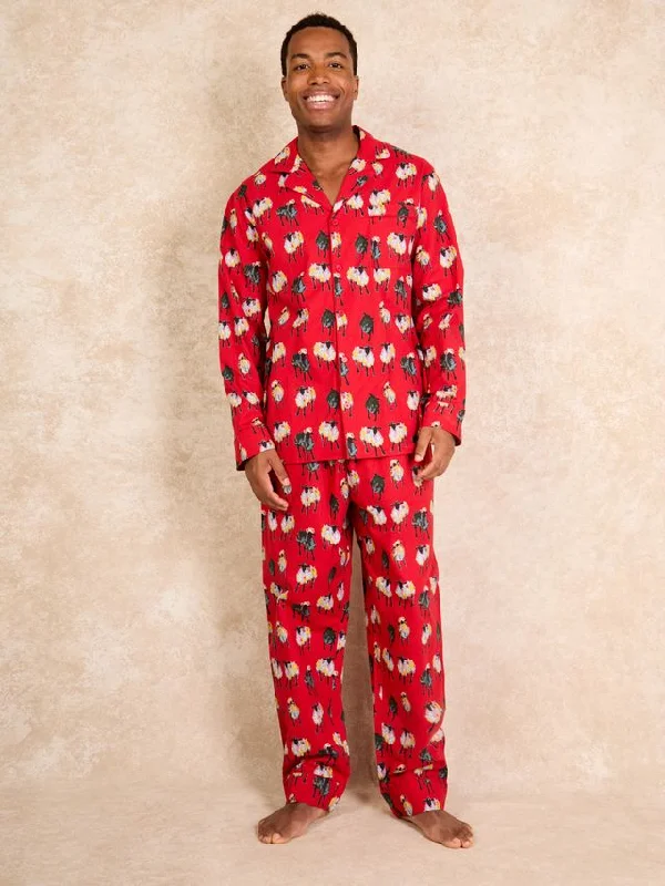 affordable luxury men's pajamasMens Cotton Traditional Pyjamas Red Sheep