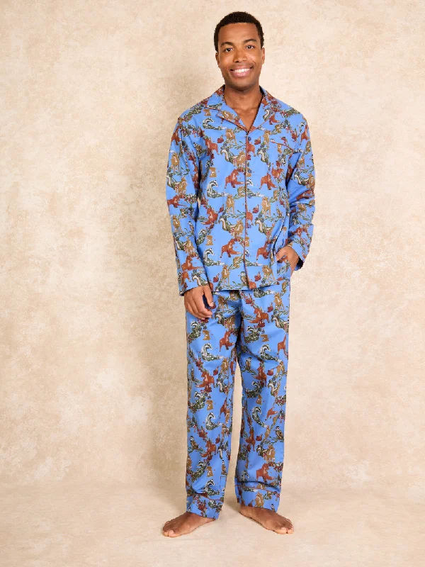 men's pajamas made from sustainable, eco-friendly materials with a focus on comfort and durability.Mens Cotton Traditional Pyjamas Woodland Creatures