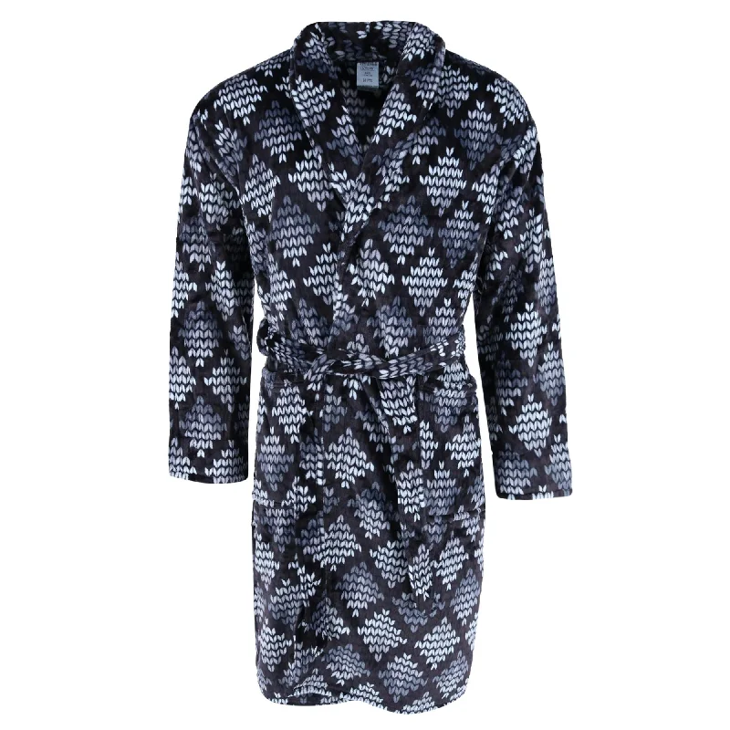 men's pajamas featuring abstract art printsMen's Diamond Pattern Plush Robe