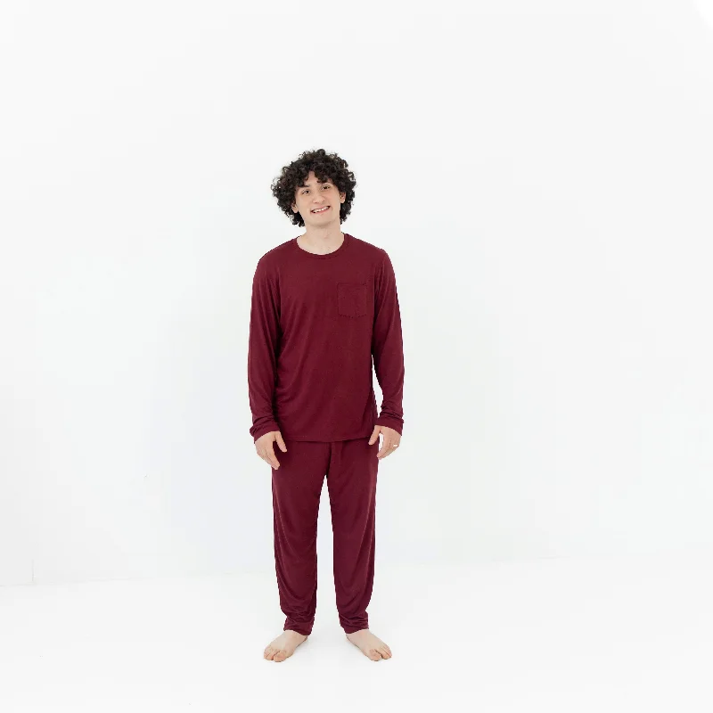 men's pajamas made from fire-resistant fabricMen's Jogger Set in Burgundy