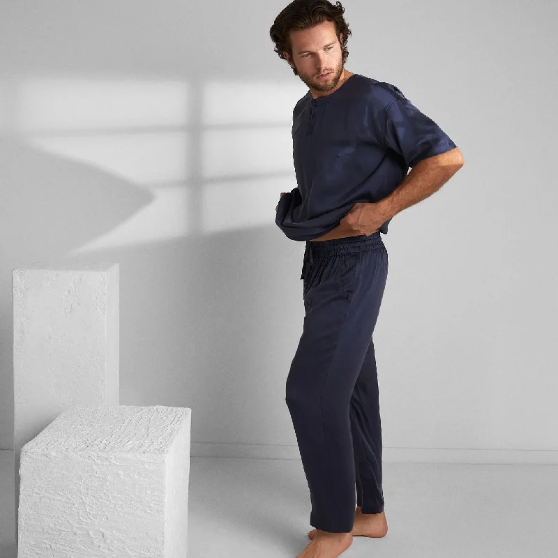 extra-large size men's pajamasMen's Washable Silk Set