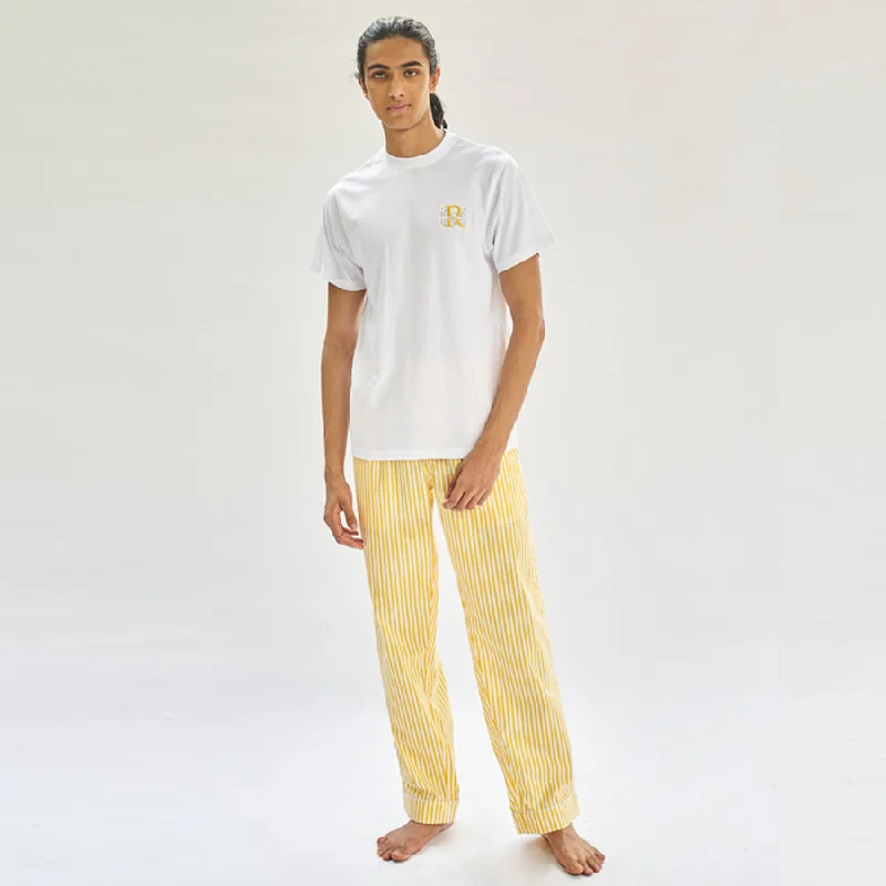 men's pajamas with built-in MP3 player pockets (hypothetical)Sunray Embroidered T-shirt & Cotton Pyjama Men's