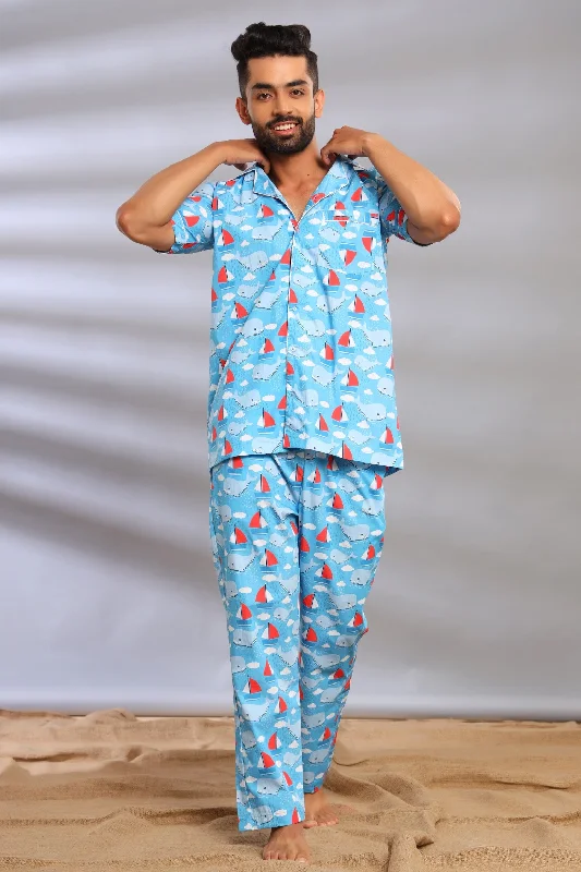 thermal men's pajamas for extreme coldWhale Tale Pajama Set for Men